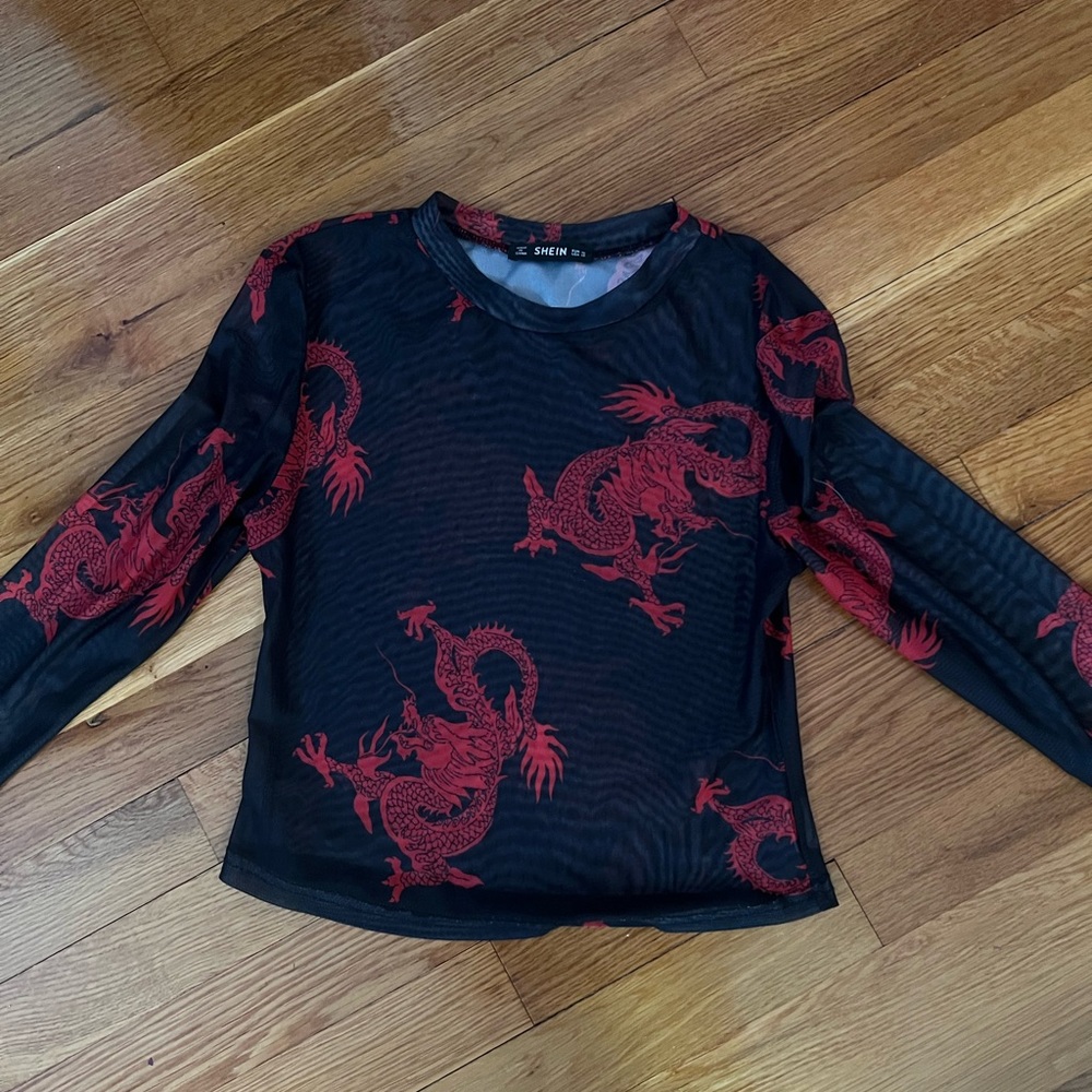 Black and red long sleeve top